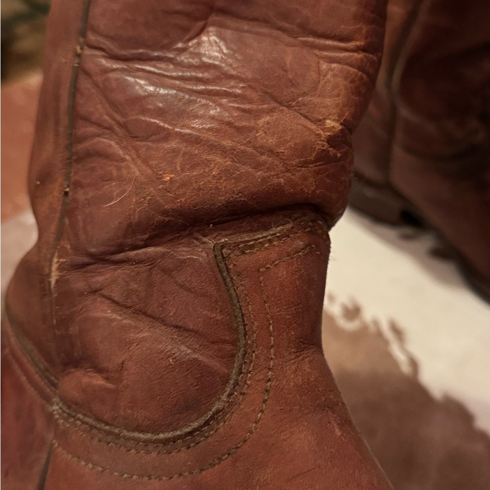 Frye Distressed Brown Leather Western Boots - Picture 3 of 4